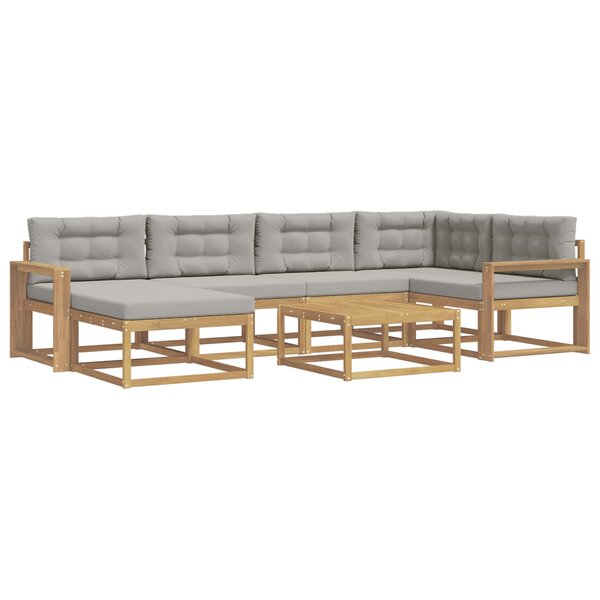 vidaXL Ensemble de canapés d'extérieur 7 Pièces Blanc et gris clair