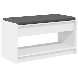 vidaXL Banc d'entrée Blanc 83 x 38 x 45 cm Bois Ingénierie et Tissu