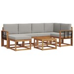vidaXL Ensemble de canapés d'extérieur 7 pc Gris Naturel et Clair
