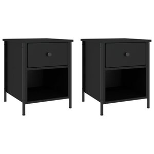 vidaXL Tables de chevet 2 Pièces noir 40x42x50 cm bois d’ingénierie