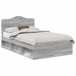 vidaXL Cadre de lit Gris Sonoma 120 x 190 cm Pin massif