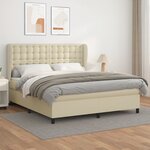 vidaXL Sommier à lattes de lit avec matelas Crème 180x200cm Similicuir