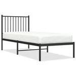 vidaXL Cadre de lit métal avec tête de lit noir 75x190 cm