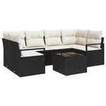 Ensemble de Canapé de Jardin 5 Pièces avec Coussins en Rattan Noir