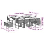 vidaXL Ensemble à manger de jardin et coussins 13 Pièces gris clair rotin