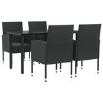 vidaXL Ensemble à manger de jardin 5 Pièces noir résine tressée et acier