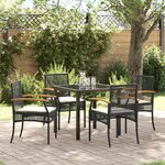 vidaXL Ensemble de salle à manger pour jardin 5 Pièces Noir polyrotin