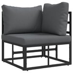 vidaXL Ensemble de canapé de jardin avec coussin 5 Pièces Noir Aluminium