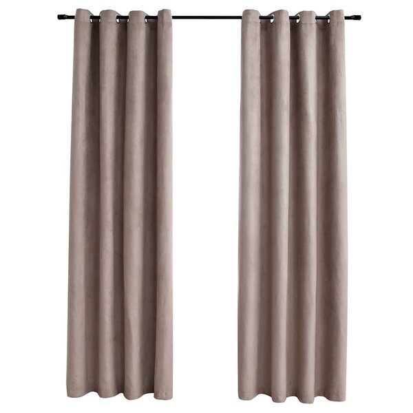 vidaXL Rideaux occultants avec anneaux en métal 2 Pièces Taupe 140x175 cm