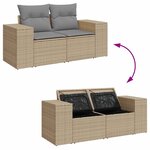 vidaXL Salon de jardin 6 Pièces avec coussins beige résine tressée acacia