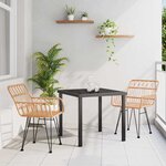vidaXL Ensemble de salle à manger pour jardin 3 Pièces Marron Poly rotin