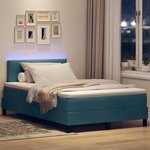 vidaXL Lit à ressort LED avec matelas Bleu 120 x 190 cm Velours
