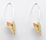 Boucles d'oreille papier origami avion moutarde