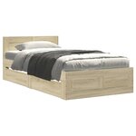vidaXL Cadre de lit et tête de lit sans matelas chêne sonoma 90x190 cm