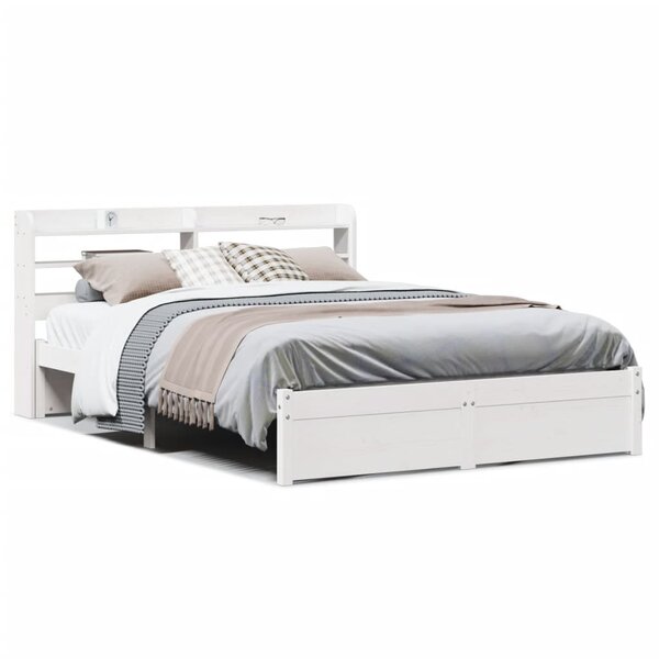 vidaXL Cadre de lit avec tête de lit sans matelas blanc 140x200 cm
