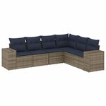 vidaXL Salon de jardin 6 Pièces avec coussins gris résine tressée