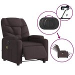 vidaXL Fauteuil de massage inclinable électrique Marron foncé Tissu