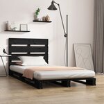 vidaXL Cadre de lit Noir 75x190 cm Bois pin massif Petit simple