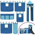 vidaXL Lit superposé avec toboggan et rideaux bleu 90x200 cm