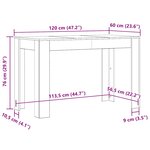 vidaXL Table à manger Gris béton 120x60x76 cm Bois d'ingénierie