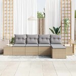 vidaXL Ensemble de canapé de jardin 5 Pièces Beige et Gris clair