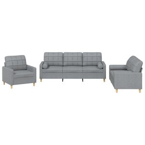 vidaXL Ensemble de canapés 3 Pièces coussins gris clair tissu