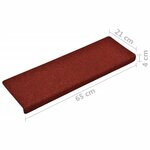 vidaXL Tapis de marches d'escalier 5 Pièces Bordeaux 65x21x4cm Aiguilleté