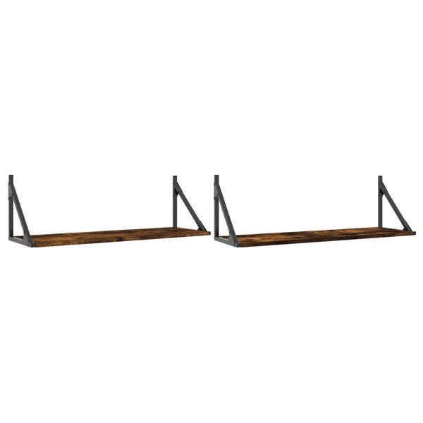 vidaXL Étagères murales 2Pièces chêne fumé 80x25x25 5cm bois d'ingénierie