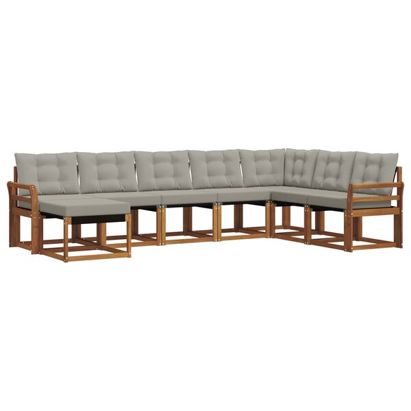 vidaXL Ensemble de canapés d'extérieur 8 pc Gris Naturel et Clair