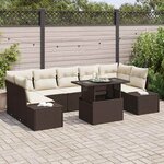 vidaXL Ensemble de canapé de jardin avec coussin 8 Pièces Marron et crème