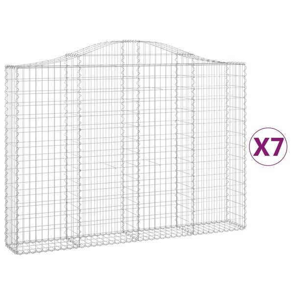 vidaXL Paniers à gabions arqués 7 Pièces 200x30x140/160 cm Fer galvanisé
