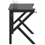 Bureau table poste de travail meuble d'ordinateur informatique étude de jeu avec pieds en forme de K 110 x 60 x 75 cm noir 02_0023769