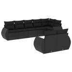 vidaXL Salon de jardin 8 Pièces avec coussins noir résine tressée