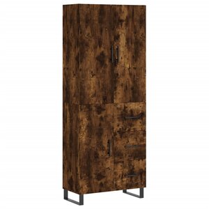 vidaXL Buffet haut Chêne fumé 69 5x34x180 cm Bois d'ingénierie