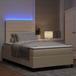 vidaXL Lit à ressorts avec matelas avec LED Crème 120 x 190 cm tissu
