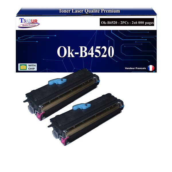 T3AZUR - 2x Toners compatibles avec Oki B4520  B4525  B4540  B4545