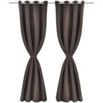 vidaXL Rideau occultant 2 Pièces et œillets métalliques 135x175 cm Marron