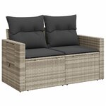 vidaXL Canapé de jardin 2 places et coussins gris clair résine tressée