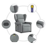 vidaXL Fauteuil de massage inclinable Gris clair Tissu