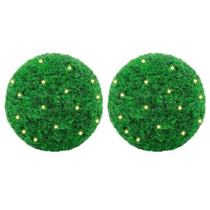 vidaXL Boules de buis artificielles avec lumières LED 2 Pièces vert 35 cm