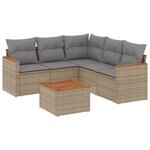 vidaXL Salon de jardin avec coussins 6Pièces mélange beige résine tressée
