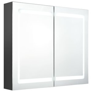 vidaXL Armoire de salle de bain à miroir LED gris 80x12x68 cm