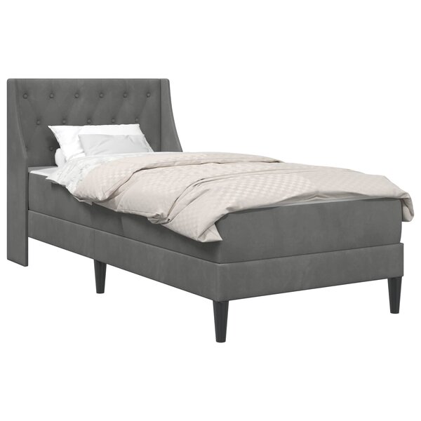 vidaXL Cadre de lit avec matelas Gris foncé 90 x 200 cm Velours