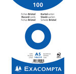Paquet 100 fiches sous film - bristol uni non perforé 148x210mm - Blanc EXACOMPTA