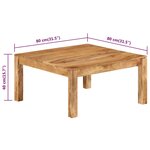 vidaXL Table basse 80x80x40 cm Bois d'acacia massif