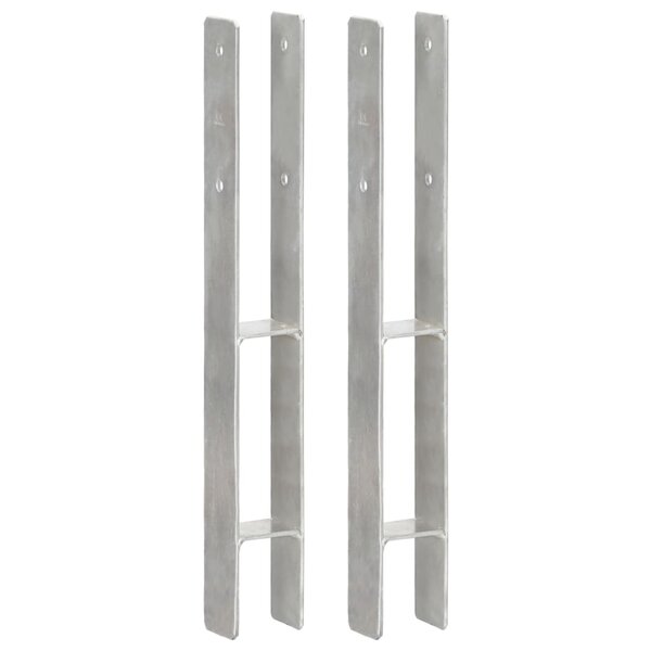 vidaXL Piquets de clôture 2 Pièces Argenté 7x6x60 cm Acier galvanisé