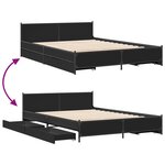 vidaXL Cadre de lit avec tiroirs sans matelas noir 135x190 cm