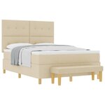 vidaXL Lit à ressorts avec coussin Crème 200 x 140 cm tissu