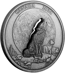 Pièce de monnaie en Argent 30 Dollars g 61.3 Millésime 2024 HOWLING WOLF