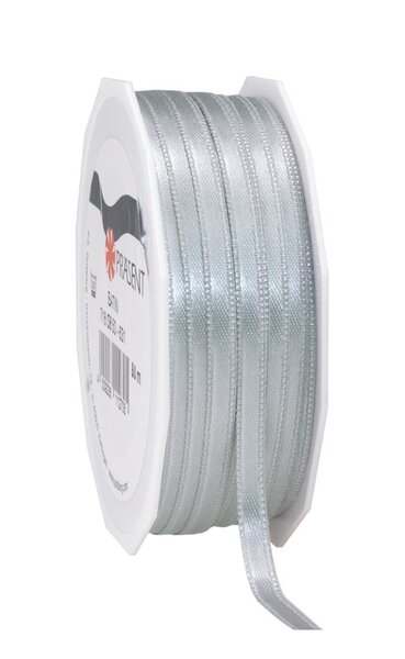 Satin double face 50-m-rouleau 6 mm argent